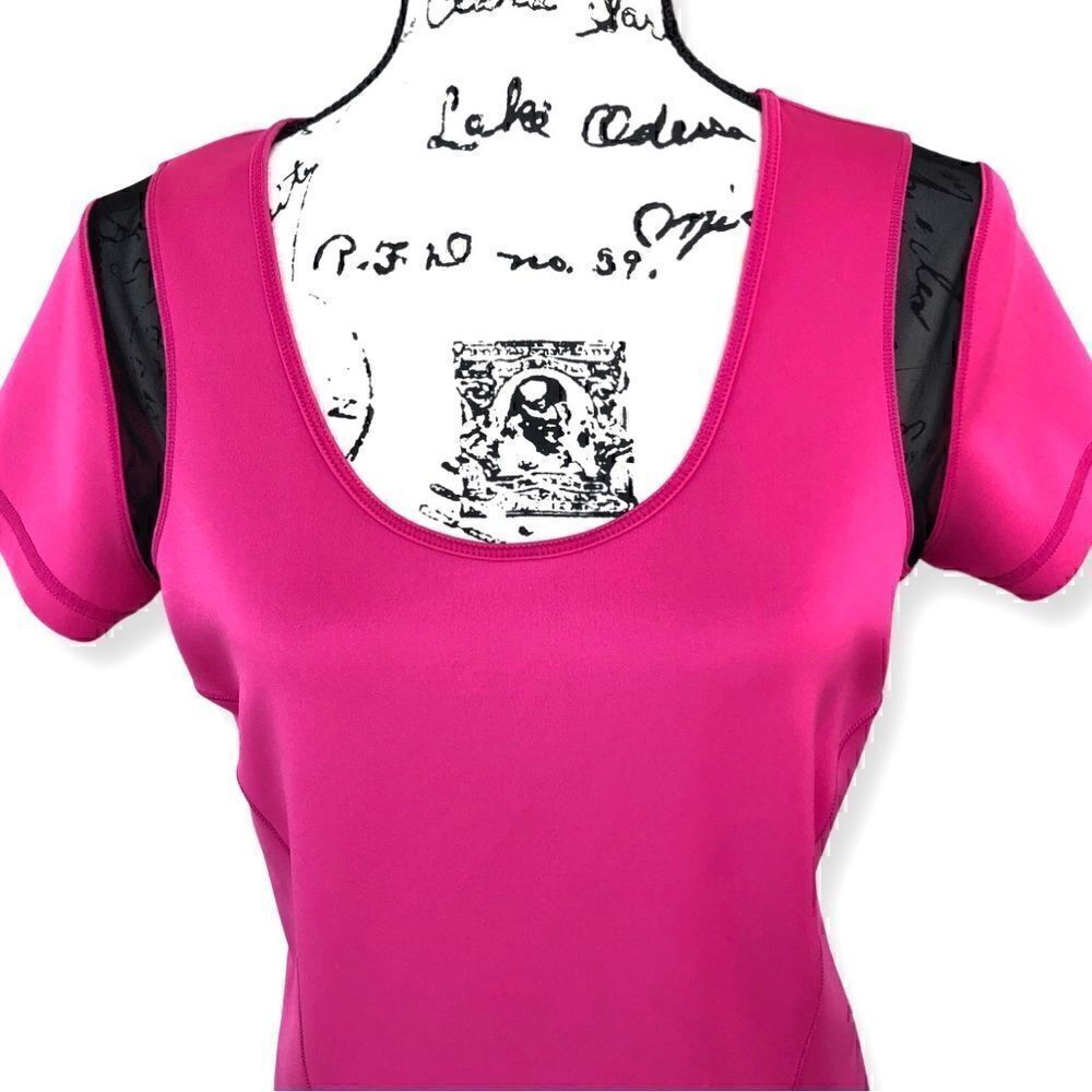 NYDJ City/Sport Athletic Tee Mesh Cutouts Hot Pink Size M - Picture 6 of 9